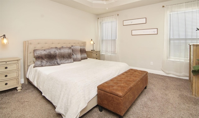 bedroom with carpet floors and baseboards