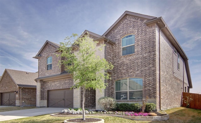 144 Welch Folly Ln, Aledo, TX 76008 - french country style house with brick siding, driveway, fence, and a garage