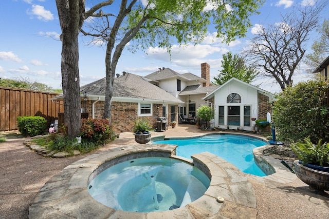 5835 Mapleshade Ln, Dallas, TX 75252 - view of pool featuring a grill, a pool with connected hot tub, and a patio area