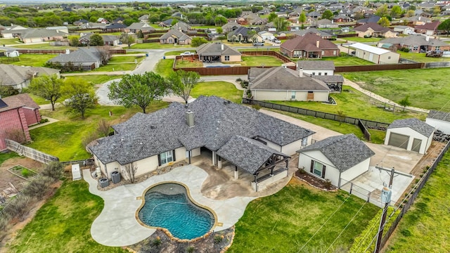 109 Meadow Glen Ct, Aledo, TX 76008 - aerial perspective of suburban area featuring a pool