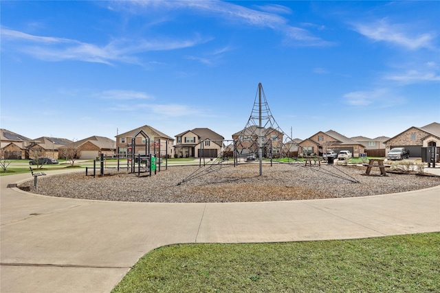 communal playground with a residential view