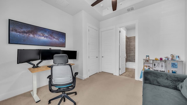 1651 Wynne Ave, Prosper, TX 75078 - carpeted office featuring ceiling fan and baseboards