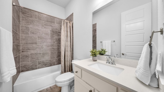 1651 Wynne Ave, Prosper, TX 75078 - bathroom featuring toilet, shower / bathtub combination with curtain, and vanity