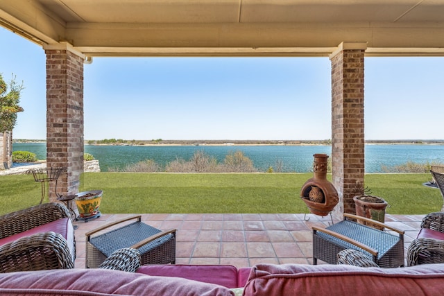4204 Bluff View Dr, Granbury, TX 76048 - view of patio / terrace featuring a water view