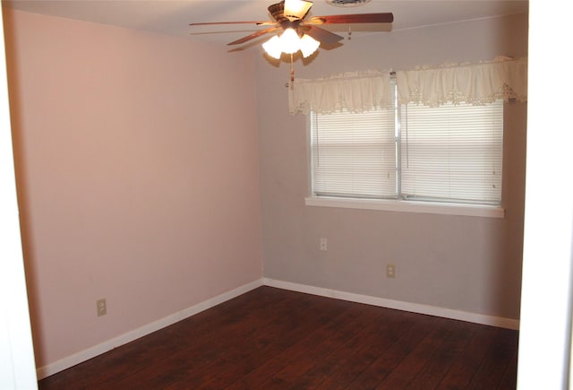 4605 Avoca St, Fort Worth, TX 76132 - empty room with dark wood-style floors, ceiling fan, and baseboards