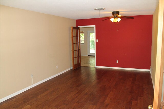 4605 Avoca St, Fort Worth, TX 76132 - empty room with ceiling fan, baseboards, and wood finished floors