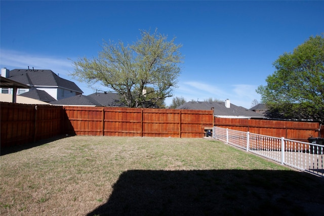 view of yard featuring a fenced backyard