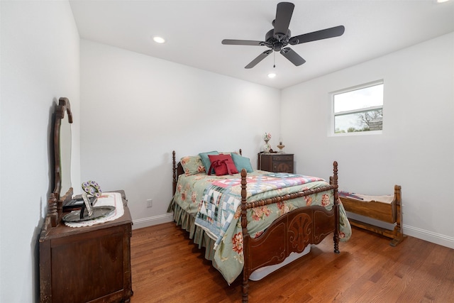 320 Eastwood Ave, Fort Worth, TX 76107 - bedroom with wood finished floors, baseboards, ceiling fan, and recessed lighting