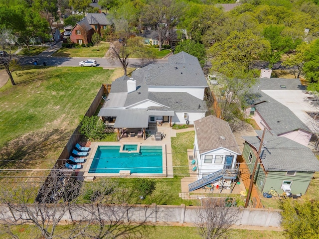 320 Eastwood Ave, Fort Worth, TX 76107 - aerial perspective of suburban area featuring a pool