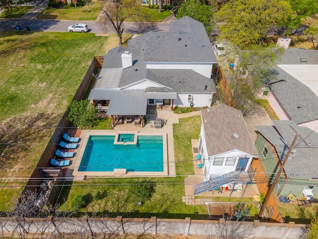 320 Eastwood Ave, Fort Worth, TX 76107 - view from above of property featuring a pool