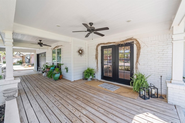 320 Eastwood Ave, Fort Worth, TX 76107 - porch featuring french doors and ceiling fan