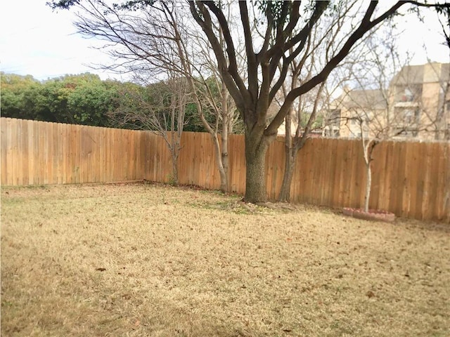 view of yard featuring a fenced backyard
