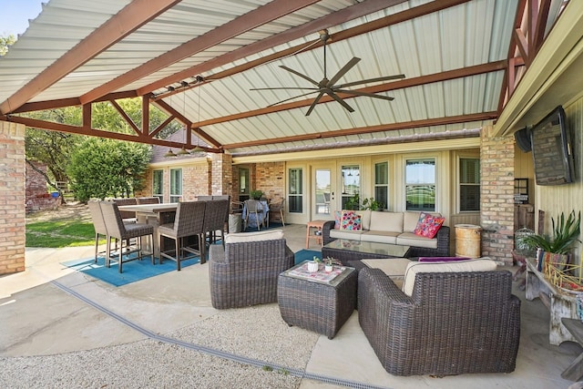 3415 W Fm 5th Rd, Aledo, TX 76008 - view of patio / terrace with outdoor lounge area, ceiling fan, and outdoor dining area