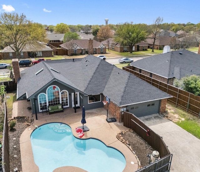 1207 Thoreau Ln, Allen, TX 75002 - view of pool with a fenced backyard, a residential view, and a patio area