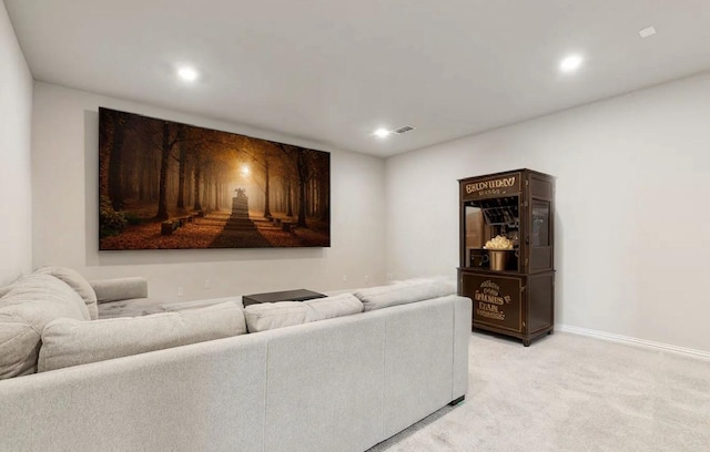 2549 Stella Ln, Northlake, TX 76247 - living room featuring light carpet, recessed lighting, and baseboards
