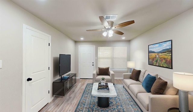 5609 Maceo Ln, Fort Worth, TX 76112 - living area with light wood-style floors, a ceiling fan, baseboards, and recessed lighting