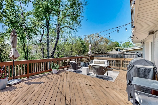 deck featuring grilling area