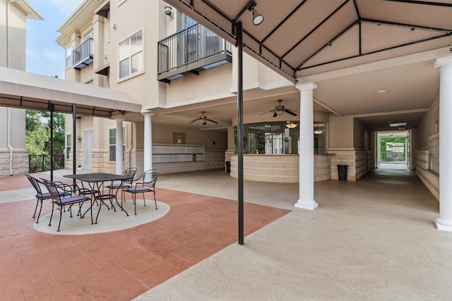 view of patio with a ceiling fan