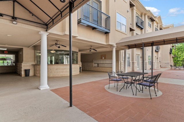 view of patio with ceiling fan