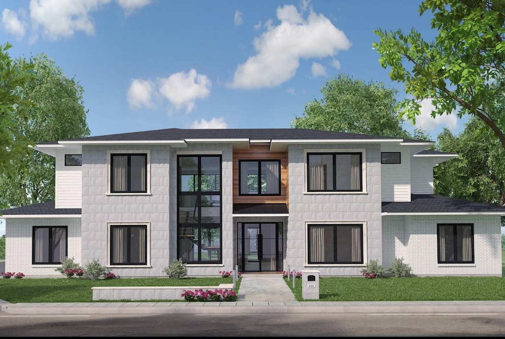 8222 San Leandro Dr, Dallas, TX 75218 - contemporary home featuring roof with shingles and a front lawn