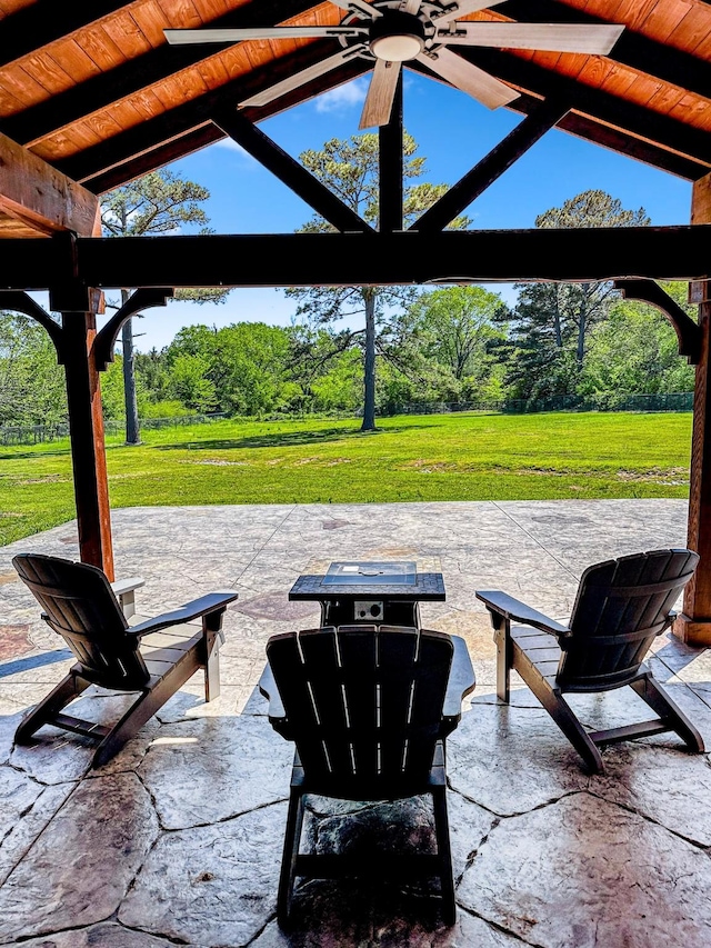 view of patio / terrace featuring a ceiling fan