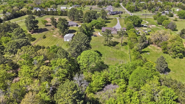drone / aerial view of a tree filled landscape