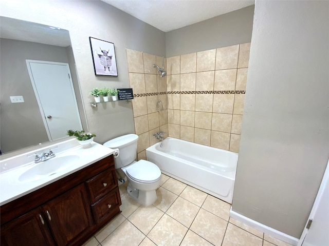 1332 Burmeister Rd, Fort Worth, TX 76134 - full bath with toilet, tile patterned floors, vanity, and  shower combination