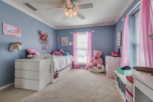 328 S Jackson Ave, Justin, TX 76247 - carpeted bedroom with crown molding and ceiling fan