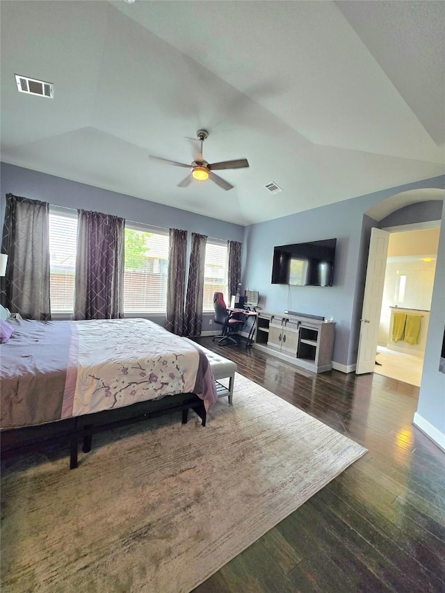 1214 Norwood St, Mansfield, TX 76063 - bedroom featuring multiple windows, vaulted ceiling, wood finished floors, and visible vents
