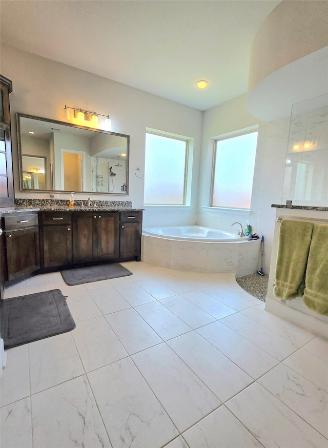 1214 Norwood St, Mansfield, TX 76063 - bathroom with vanity, walk in shower, and a bath