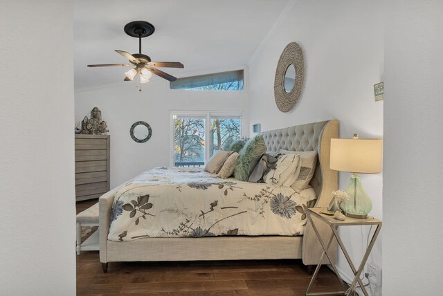 4901 Fairway Ct, De Cordova, TX 76049 - bedroom featuring crown molding, wood finished floors, and ceiling fan