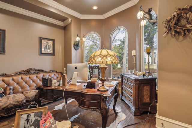 2901 Stewart Way, Tyler, TX 75709 - office featuring ornamental molding and wood finished floors