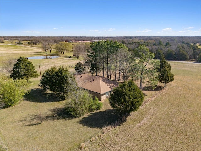 bird's eye view with a water view and a rural view