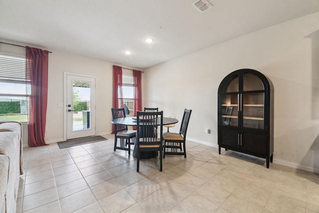 342 Meredith Dr, Fate, TX 75087 - dining area featuring recessed lighting, light tile patterned flooring, and baseboards