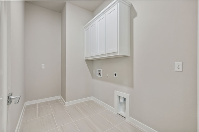 4516 Rustic Ridge Dr, Mckinney, TX 75071 - laundry room with electric dryer hookup, washer hookup, cabinet space, and light tile patterned floors