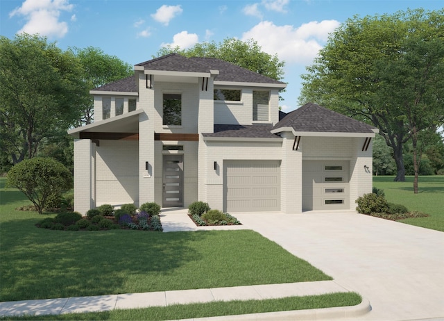 4516 Rustic Ridge Dr, Mckinney, TX 75071 - view of front facade featuring a front lawn, driveway, brick siding, and a garage