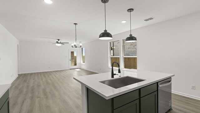 724 Hidden Feather, Lavon, TX 75166 - unfurnished living room with recessed lighting, a ceiling fan, and light wood-style flooring
