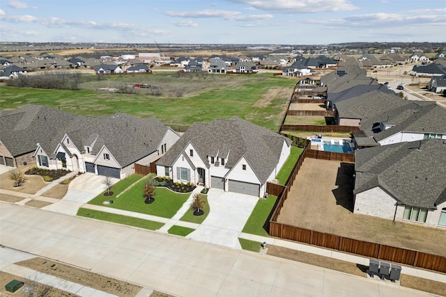 birds eye view of property with a residential view