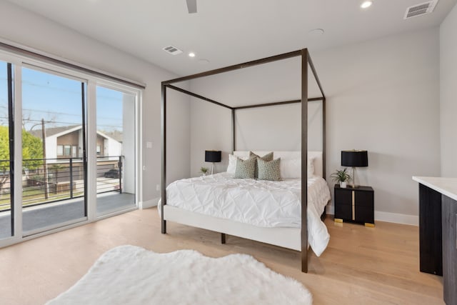 2228 Wycliff Ave, Dallas, TX 75219 - bedroom with visible vents, recessed lighting, and access to outside