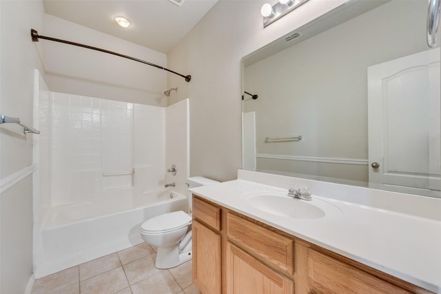 119 Valen Dr, Fate, TX 75189 - bathroom with tile patterned floors, bathtub / shower combination, toilet, vanity, and visible vents
