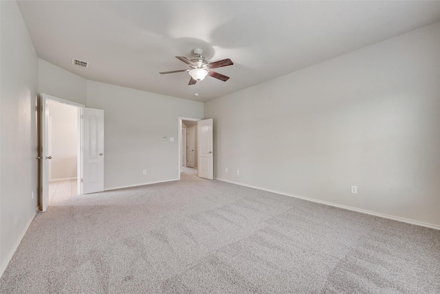 119 Valen Dr, Fate, TX 75189 - unfurnished room with light colored carpet, visible vents, ceiling fan, and baseboards