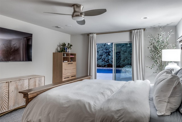 4055 Fawnhollow Dr, Dallas, TX 75244 - bedroom with access to outside and a ceiling fan