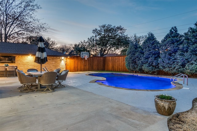 4055 Fawnhollow Dr, Dallas, TX 75244 - view of swimming pool featuring a fenced backyard, a patio area, and outdoor dining space