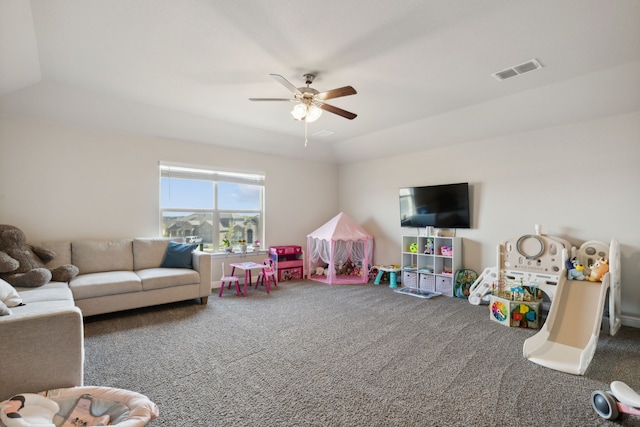 14520 Caelum Dr, Haslet, TX 76052 - recreation room featuring carpet floors and ceiling fan