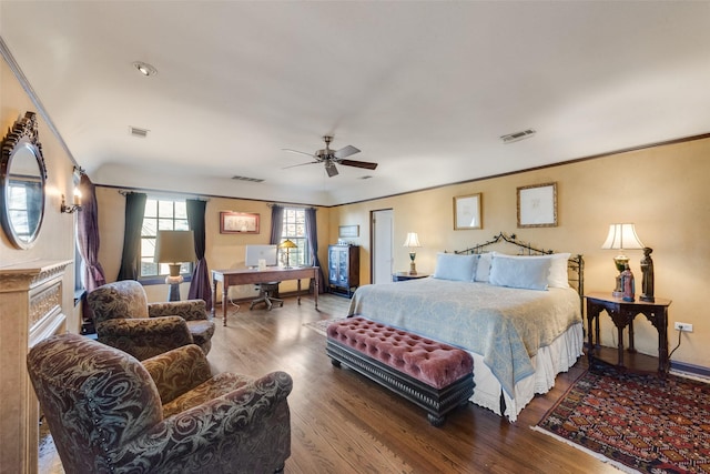 6722 Lakewood Blvd, Dallas, TX 75214 - bedroom with ornamental molding, visible vents, and wood finished floors
