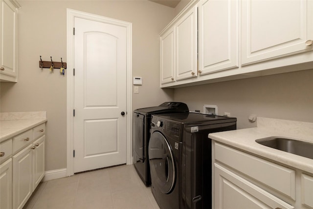 1413 Artesia Ln, Mclendon Chisholm, TX 75032 - washroom featuring cabinet space, independent washer and dryer, baseboards, and light tile patterned floors