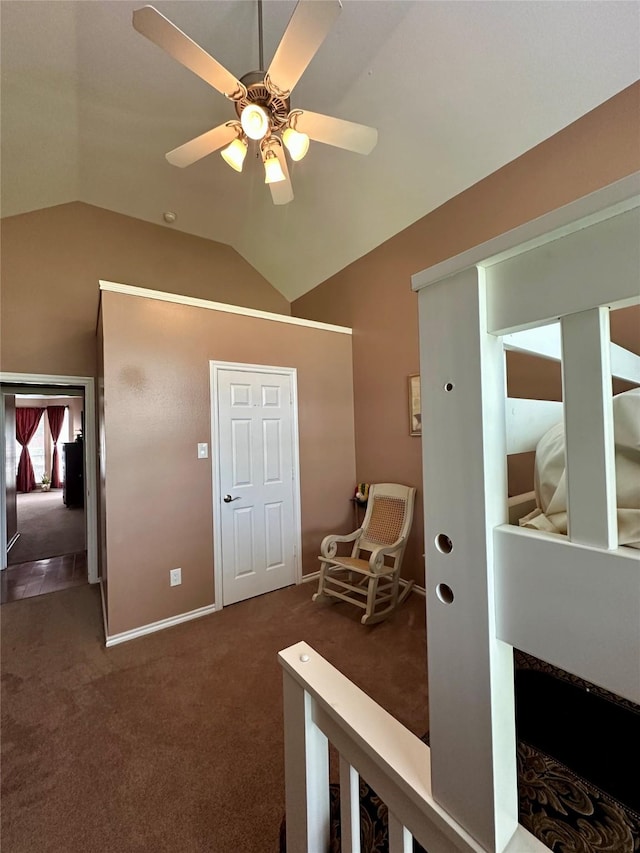 2610 Jakes Ct, Midlothian, TX 76065 - hall with carpet floors, vaulted ceiling, and baseboards