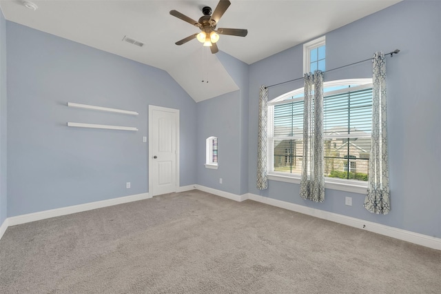 4024 Alpine Rose Ct, Roanoke, TX 76262 - carpeted spare room featuring ceiling fan, baseboards, and vaulted ceiling