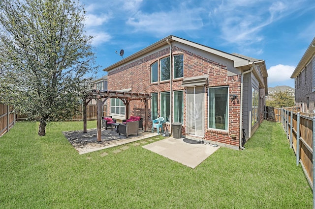 4024 Alpine Rose Ct, Roanoke, TX 76262 - back of house with a pergola, brick siding, an outdoor living space, and a patio area