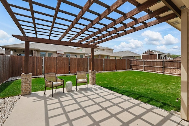 view of patio with a fenced backyard and a pergola